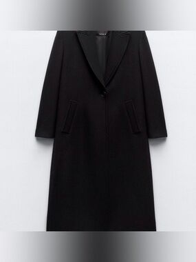 Classic Black Double-Breasted Wool Coat Zara Small